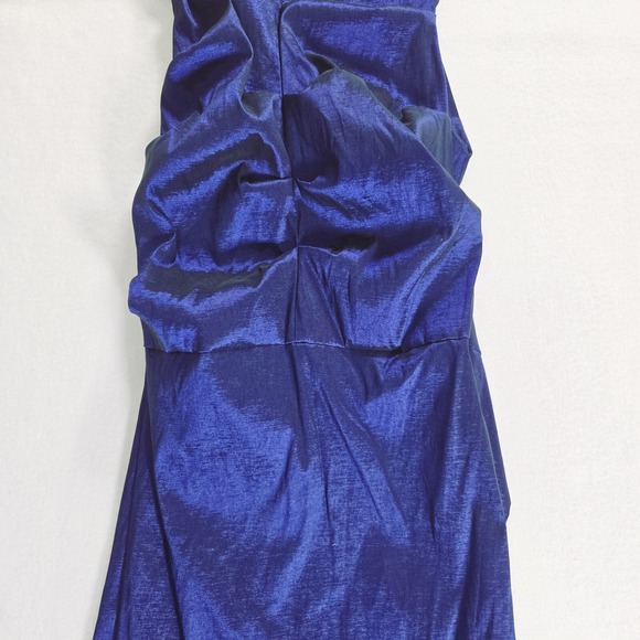 Xscape Dress Womens Gown Formal Evening Off Shoulder Stretch Blue Slit‎ Size 4 - Picture 15 of 16